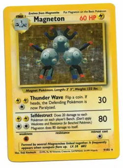 Pokemon Card: Magneton HOLO 9/102 Base Set Rare! EX - Image 1