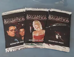 Battlestar Galactica CCG Sealed 3 Booster Packs BASE SET Collectible Card Game - Image 1