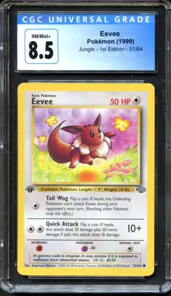 Eevee 51/64 1st Edition Jungle Common CGC 8.5 NM/Mint+ Pokemon Card - Image 1