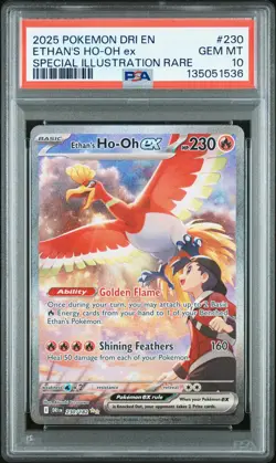 2025 POKEMON DRI EN-DESTINED RIVALS #230 ETHAN'S HO-OH EX PSA 10 - Image 1