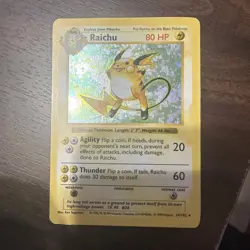 Pokemon TCG Raichu Unlimited Base Set 14/102 Holo Rare - Image 1