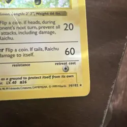 Pokemon TCG Raichu Unlimited Base Set 14/102 Holo Rare - Image 5