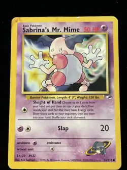 Pokemon TCG Sabrina's Mr. Mime Gym Heroes 94/132 Regular Unlimited Common - Image 1