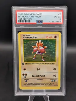 1999 POKEMON BASE SET 1ST EDITION #7 HITMONCHAN-HOLO PSA 4 - Image 1