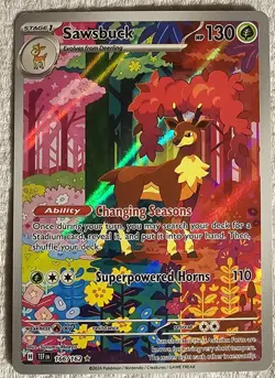 Pokemon Sawsbuck -166/162 Illustration Rare Holo SV05: Temporal Forces NM - Image 1