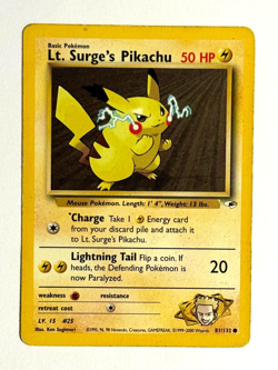 Pokemon TCG Lt. Surge's Pikachu 81/132 Unlimited Common Gym Heroes - Image 1