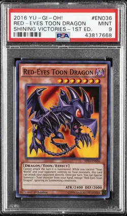 2016 YU-GI-OH! SHVI-SHINING VICTORIES 1ST ED #EN036 RED-EYES TOON DRAGON PSA 9 - Image 1