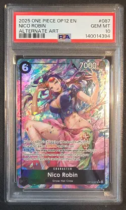 2025 ONE PIECE OP12 087 LEGACY OF THE MASTER NICO ROBIN ALT ART PSA 10 GEM MINT - Image 1