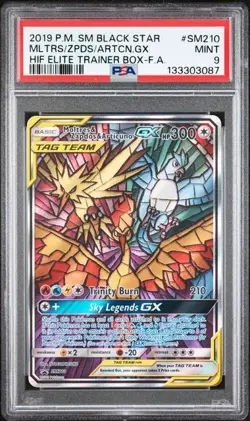 Moltres Zapdos Articuno GX #SM210 PSA 9 Black Star Promo Pokemon Card - Image 1