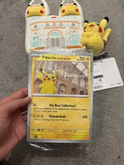 Pokemon x National History Museum Pikachu Jumbo Promo Card & Plush - Image 2