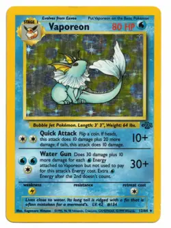 Pokemon Card: Vaporeon HOLO 12/64 Jungle Set Vintage Rare! EX - Image 1
