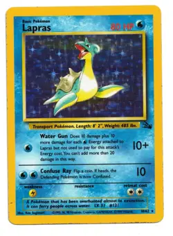 Pokemon Card: Lapras HOLO 10/62 Fossil Set Rare! EX - Image 1