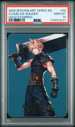 2025 MTG FINAL FANTASY VII ART SERIES GOLD STAMPED #50 CLOUD, EX-SOLDIER PSA 10 - Image 1
