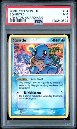 2006 Pokemon Ex Crystal Guardians #64 Squirtle PSA 7 - Image 3