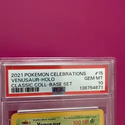 PSA 10 VENUSAUR 15/102 HOLO CELEBRATIONS CLASSIC COLLECTION POKEMON NEW CERT!!!! - Image 2