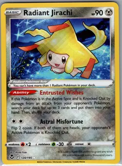 Radiant Jirachi 120/195 Holo SWSH12: Silver Tempest - Pokemon Card - NM - Image 1