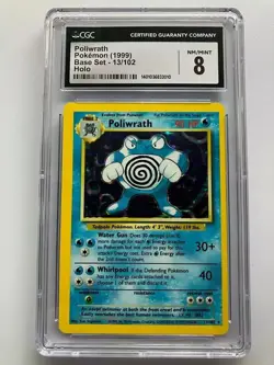 Poliwrath 13/102 Base Set Unlimited Holo CGC 8 Pokemon - Image 1