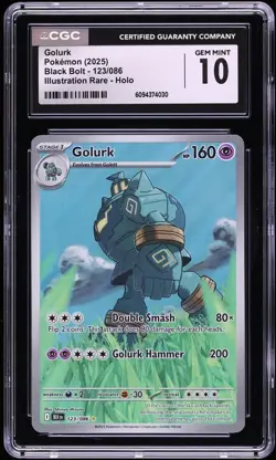 2025 POKEMON BLK EN-BLACK BOLT ILLUSTRATION RARE #123 GOLURK CGC GEM MINT 10 - Image 1