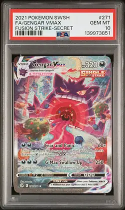 2021 POKEMON SWORD & SHIELD FUSION STRIKE SECRET FULL ART/GENGAR VMAX PSA 10 - Image 1