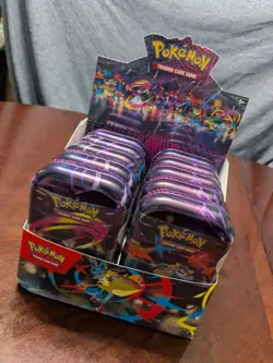 Lot of 10 Sealed Mega Evolution Mega Heroes Mini Tins Pokemon TCG w/ Display Box - Image 1