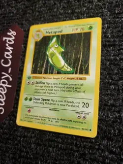 Metapod 54/102 1999 1st Edition Base Set Pokemon Card Vintage WOTC - HP - Image 2