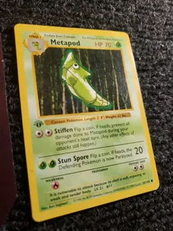 Metapod 54/102 1999 1st Edition Base Set Pokemon Card Vintage WOTC - HP - Image 3