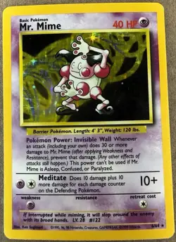 Pokemon TCG Mr. Mime Jungle 6/64 Holo Unlimited Holo Rare (No Symbol Misprint) - Image 1