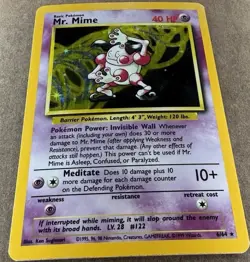 Pokemon TCG Mr. Mime Jungle 6/64 Holo Unlimited Holo Rare (No Symbol Misprint) - Image 2