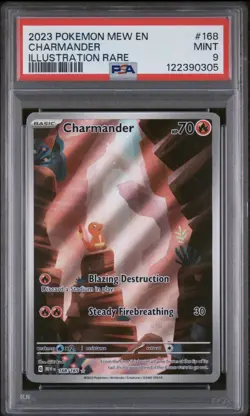 2023 POKEMON MEW EN-151 #168 CHARMANDER ILLUSTRATION RARE PSA MINT 9 - Image 1