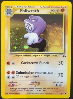 Poliwrath 09/75 Pokemon TCG Vintage Neo Discovery Holo Rare Moderately Played - Image 1