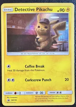 Pokemon 🧐 ⚡ Detective Pikachu SM190 Holo Foil Rare Pokemon Promo LP - Image 1