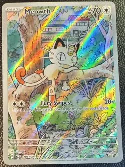 Pokemon Meowth 106/094 - Phantasmal Flames - English IR (Illustration Rare) NM - Image 1