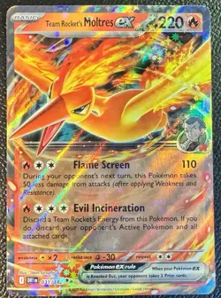 Team Rockets Moltres EX 31/182 🔥 Destined Rivals Holo Pokemon TCG - Image 1