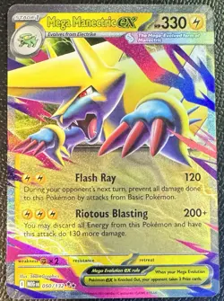 Mega Manectric EX 050/132 Mega Evolution Holo Rare Pokemon Card NM - Image 1