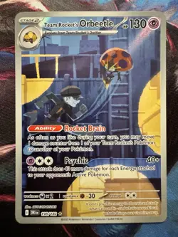Pokemon TCG Team Rockets Orbeetle Holo Card 198/182 Illustration Rare - Image 1