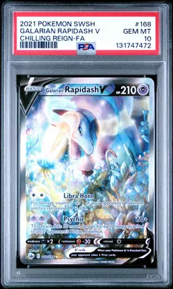 2021 POKEMON SWORD & SHIELD CHILLING REIGN FULL ART/GALARIAN RAPIDASH V PSA 10 - Image 1