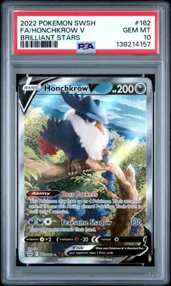 HONCHKROW V #162 PSA 10 • 2022 SWSH Brilliant Stars Pokemon Alt Art - Image 1