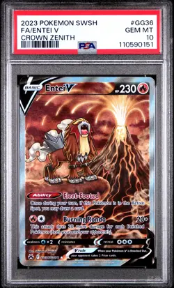 2023 POKEMON SWORD & SHIELD CROWN ZENITH #GG36 FULL ART/ENTEI V PSA 10 - Image 1