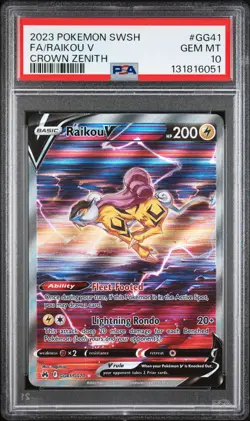 2023 POKEMON SWORD & SHIELD CROWN ZENITH #GG41 FULL ART/RAIKOU V PSA 10 - Image 1