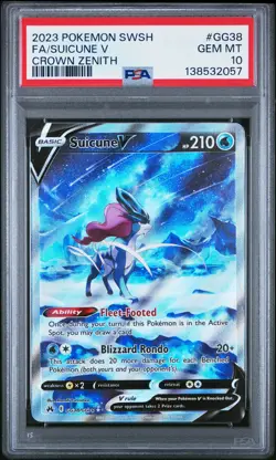 2023 POKEMON SWORD & SHIELD CROWN ZENITH #GG38 FULL ART/SUICUNE V PSA 10 - Image 1