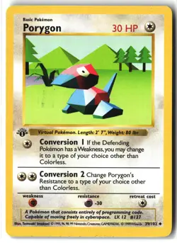 Porygon ⭐ 39/102 1st Edition WOTC Uncommon Base Set 1999 Pokemon NM - Image 1