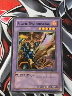 Yugioh! Flame Swordsman - LOB-003 - Super Rare - Unlimited Edition - HP - Image 1