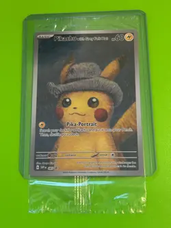 Pokemon Pikachu Card Sealed with Grey Felt Hat SVP 085, Van Gogh Museum Promo - Image 1