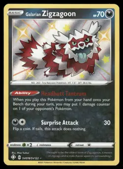 Pokemon Cards Galarian Zigzagoon SV078/SV122 Shining Fates Shiny Vault NM - Image 1