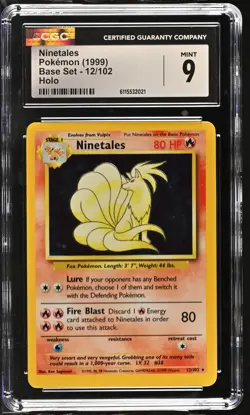 CGC 9 MINT Ninetales 1999 Base Set 12/102 Holo Pokemon Card - Image 1