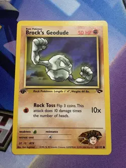 Brock's Geodude 68/132 Common Gym Challenge 1st Edition Pokemon Card - NM! - Image 1