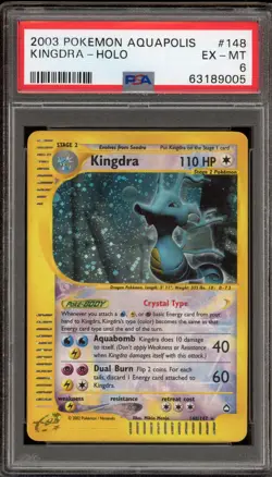 Pokemon Kingdra Aquapolis Crystal Holo Secret Rare #148 PSA 6 - Image 1
