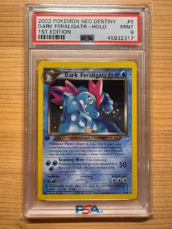 2002 Pokemon Neo Destiny 1st Edition #5/105 Dark Feraligatr Holo PSA 9 - Image 1