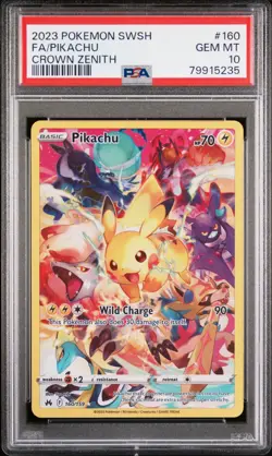 2023 POKEMON SWORD & SHIELD CROWN ZENITH #160 FULL ART/PIKACHU PSA 10 - Image 1