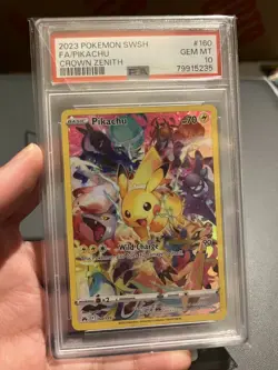 2023 POKEMON SWORD & SHIELD CROWN ZENITH #160 FULL ART/PIKACHU PSA 10 - Image 3